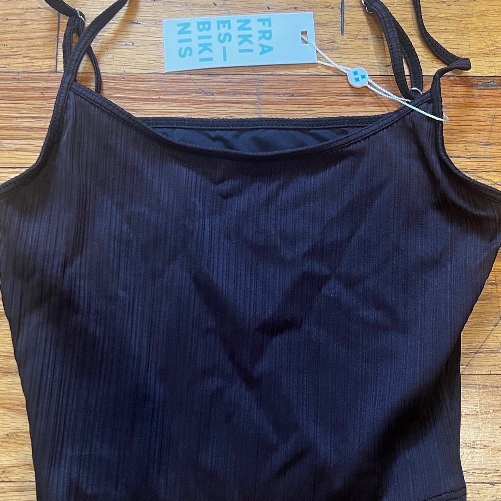 Frankies Bikinis Black Plisse Tankini